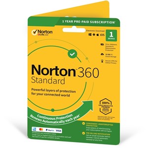 Obrázek Norton 360 Standard; obnovení licence; počet zařízení 1; platnost 2 roky